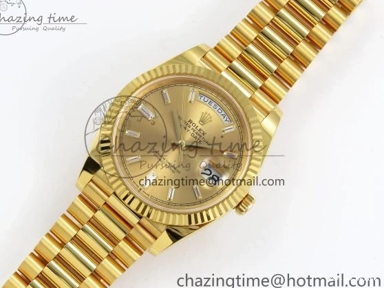 1225 WrinkleFree DayDate 40 228238 ARF 904L Steel YG Crystal Diamonds Bezel on President Bracelet VR 1550